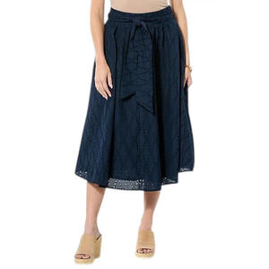 C Wonder by Christian Siriano Women's Eyelet Midi Skirt Navy - Regular